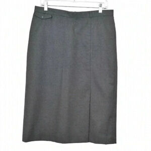 Vintage  Allure 100% Wool Grey Midi Skirt Pencil Front Slit Size Medium